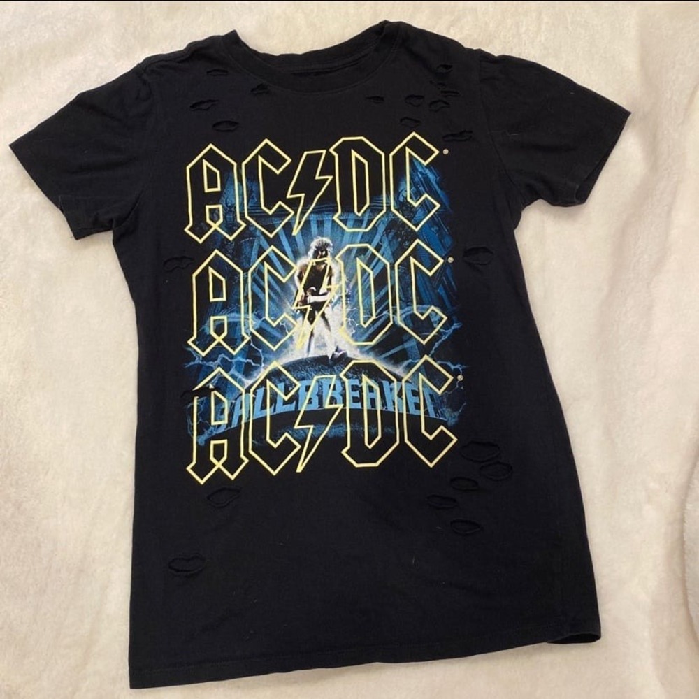 AC/DC Ballbreaker World Tour 1996 Distressed Graphic T-Shirt Black XS